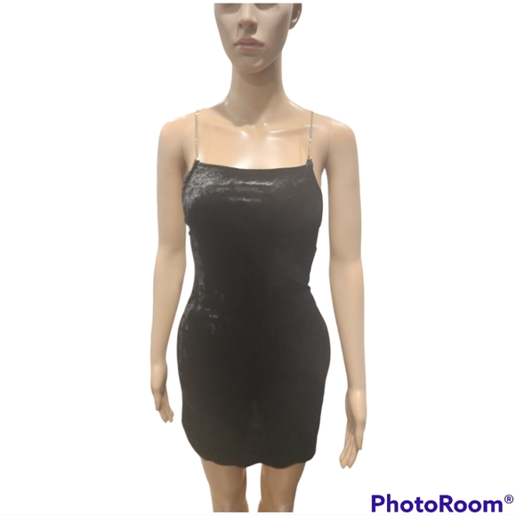 $15! Today Only! Madden Girl Luxe Velvet Rhinestone Strapped Dress - Picture 2 of 5